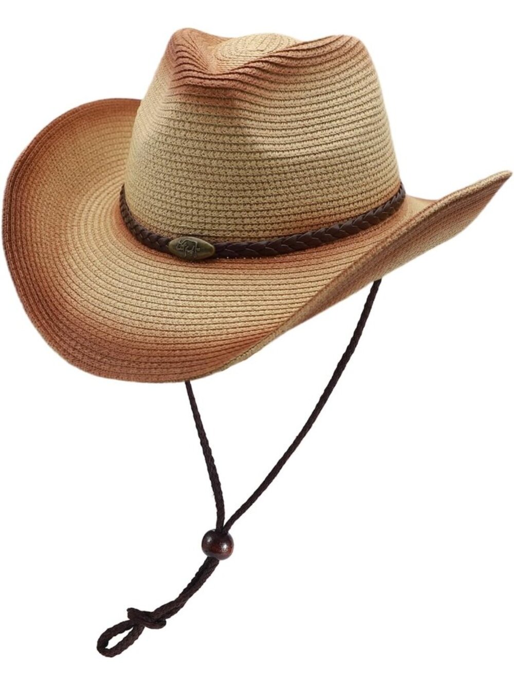 Unisex Beige Coffee Straw Wide Brim Shapeable Beach Western Cowgirl Cowboy Hat